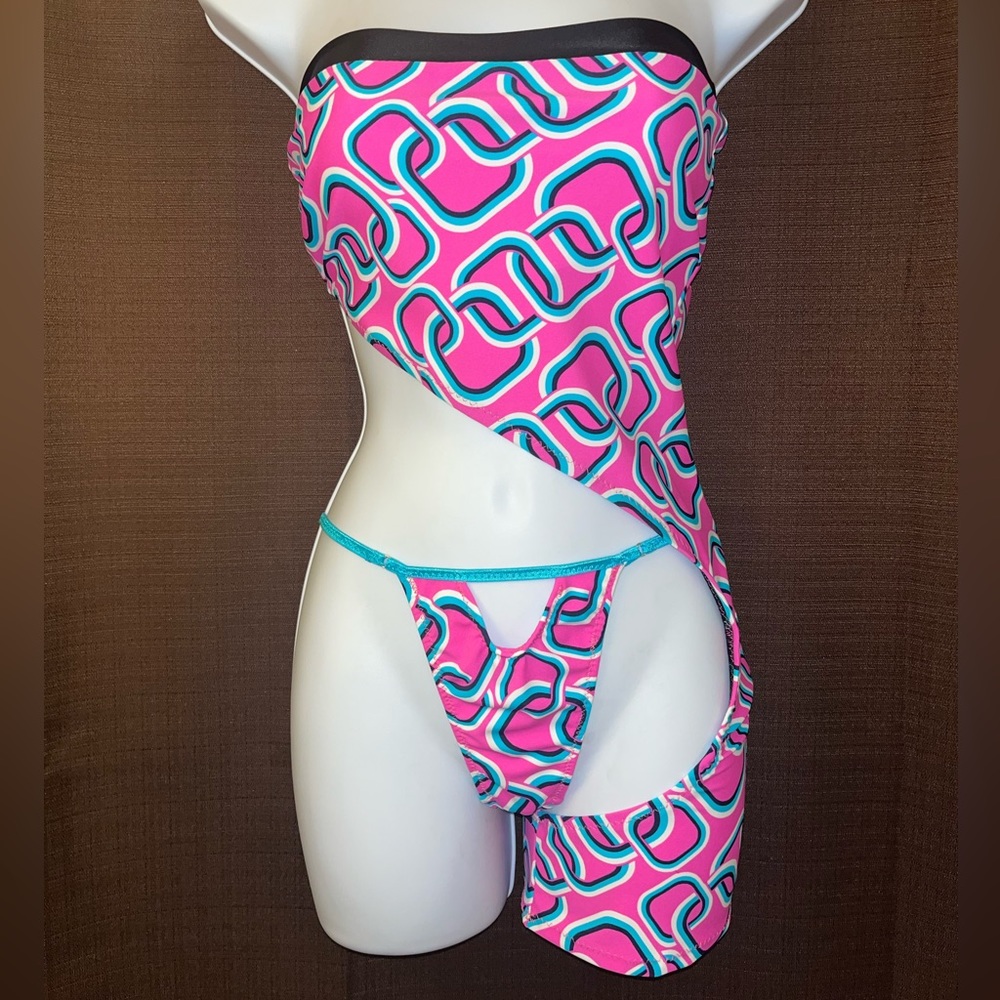 Exotic Dancewear Rave Outfit Handmade Tube Top Bodysuit & Thong M/L